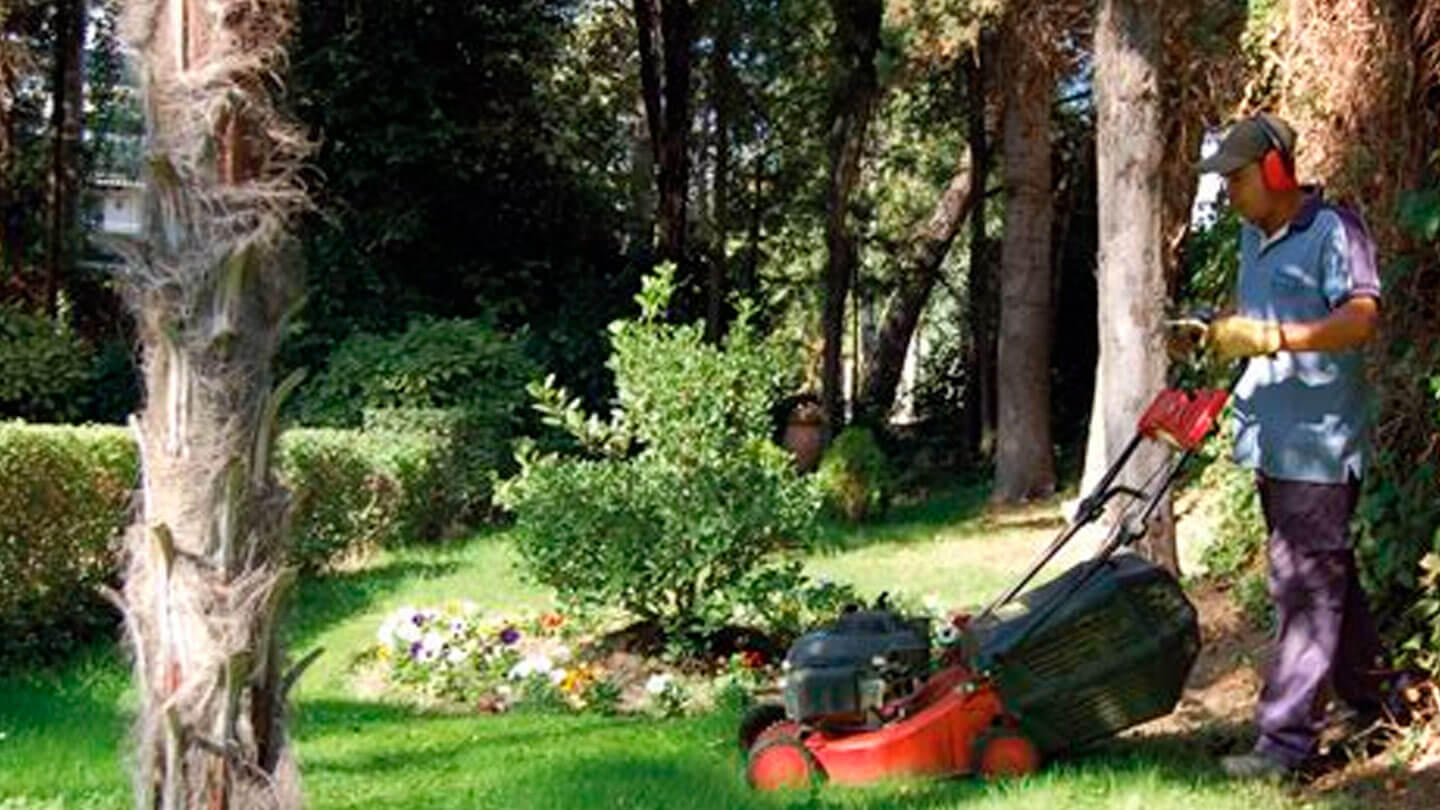 jardinero cortando el pasto