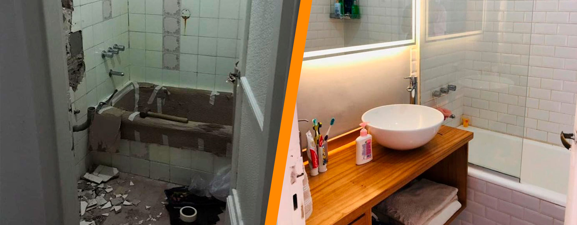 Antes y después de baño remodelado